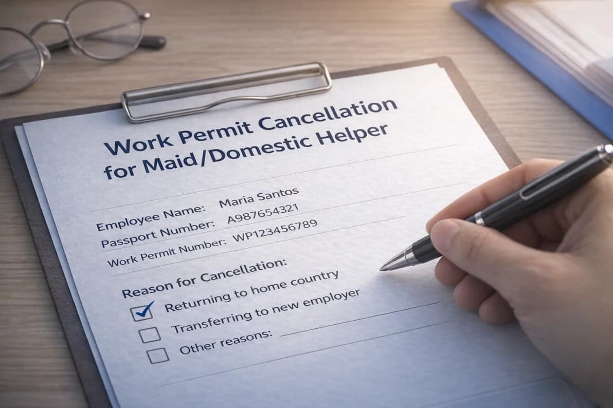Work permit cancellation for maid