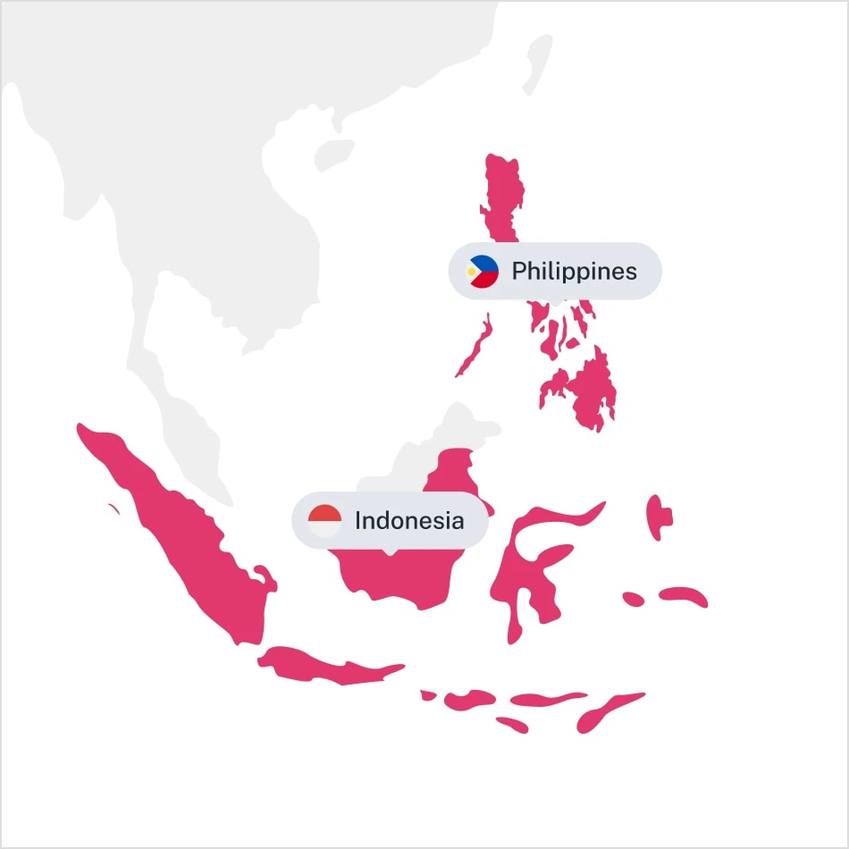 Map highlighting Indonesia and Philippines - approved source countries